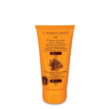 CREMA SOLARE CON CAROTA, SESAMO E KARITE'  SPF 30 - 75ML