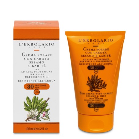 CREMA SOLARE CON CAROTA, SESAMO E KARITE' SPF30 - 125ML